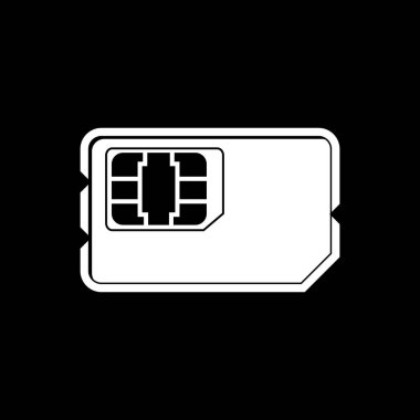 phone sim card icon. black and white illustration.