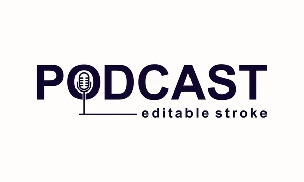 Podcast Concept Webcast Logo Design Radio Broadcasting Vector Outline Icon — ストックベクタ