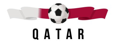 Qatar Flag with Ball. Soccer ball on the white background with the flag of Qatar . Vector illustration for banner and poster.