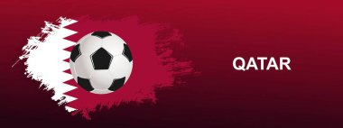 Top ile Suudi Arabistan Bayrağı. Kırmızı arka planda Suudi Arabistan bayrağıyla futbol topu. Pankart ve poster için vektör illüstrasyonu.