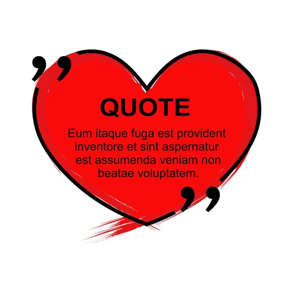 Quotation Template Quotes Heart Form Creative Vector Banner Illustration Quote — Stock vektor