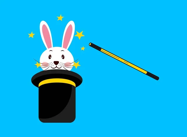 Rabbit Magic Wand Hat Vector Illustration Design —  Vetores de Stock