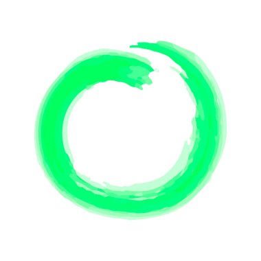 Yuvarlak suluboya çerçeve yeşil renkli. Beyaz arkaplanda yuvarlak suluboya çerçeve. Vektör illüstrasyonu