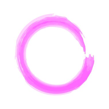 Yuvarlak suluboya çerçevesi pembe renkte. Beyaz arkaplanda yuvarlak suluboya çerçeve. Vektör illüstrasyonu