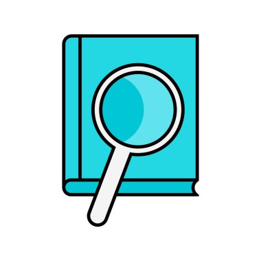 kural kitabı ve büyüteç düz simgesi