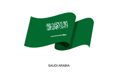 Suudi Arabistan bayrak vektörü. Beyaz arka planda Suudi Arabistan bayrağı. Vektör illüstrasyonu E10