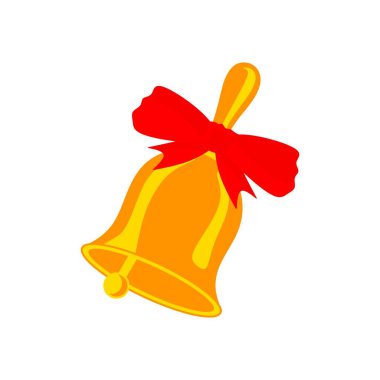 Okul çanı ikonu. Ağ için altın yay vektör simgelerinin düz çizimi