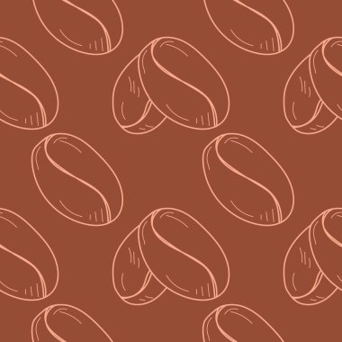 Kusursuz desenli, doğrusal kahve çekirdekleri. El yapımı kahve çekirdekleri pürüzsüz. Vektör illüstrasyonu.