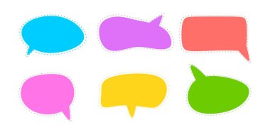 Set different hand-drawn speech bubble. Bubbles collection on white background. Empty blank comment. Talk chat speak message. Vector illustration
