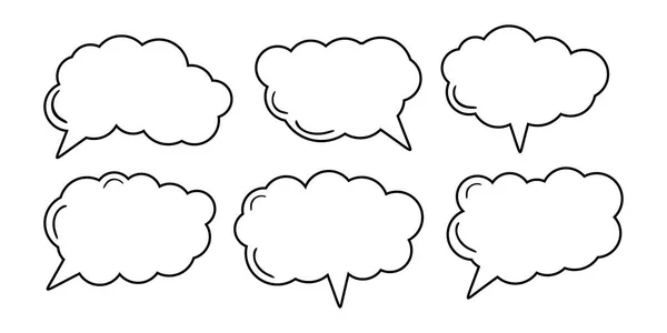 Set Different Hand Drawn Speech Bubble Linear Bubbles Collection White — Stok Vektör