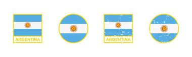 Set of flag of Argentina in square and round shape isolated on white background. vector illustration