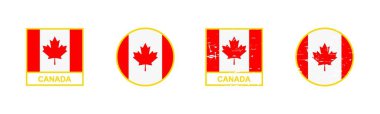 Set of flag of Canada in square and round shape isolated on white background. vector illustration