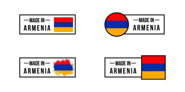 Set of made in the Armenia labels, made in Armenia logo, Armenian flag, Armenian product emblem, Vector illustration