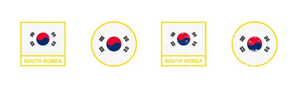 Set Flag South Korea Square Shape Isolated White Background Vector — ストックベクタ