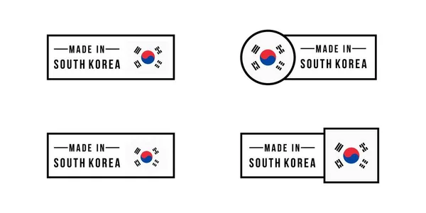 Set Made South Korea Labels Made South Korea Vector Sticker — ストックベクタ