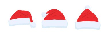 santa claus hats isolated on white background. vector illustration