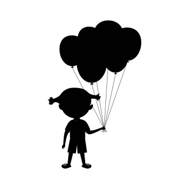 cute little girl with balloons, vector illustration