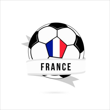 Soccer ball minimal design with France flag. Flag of France in a soccer ball with the text France on the ribbon. Vector illustration eps10