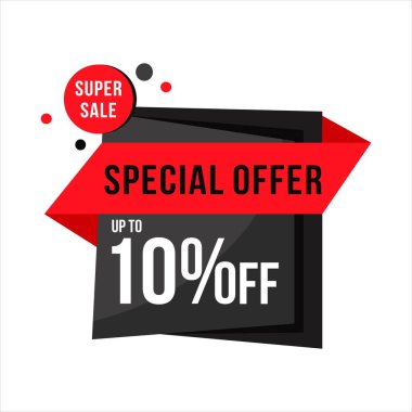 Special offer 10 percent off. Special offer banner up to 10%. Marketing design super sale. Big sale tag. Modern poster. Vector illustration