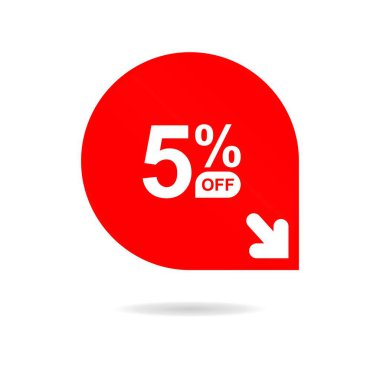 Special offer sale red tag. Discount offer price tag, retail promotion campaign symbol, sale promo marketing, 5% discount sticker, shopping day promotional offer. 5 percent off, vector eps10