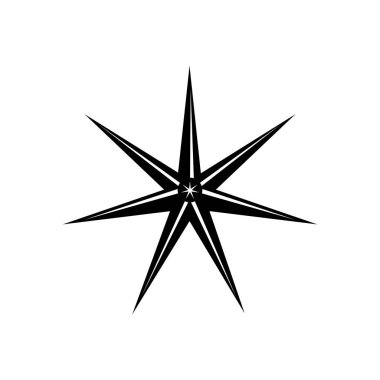 Yıldız simgesi, vektör şekli. Soyut tasarım kıvılcım işareti. Siyah beyaz siluet.