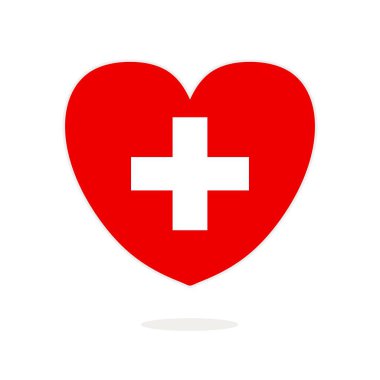 Switzerland heart flag, vector illustration on a white background