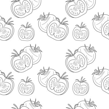 Tomato seamless pattern. Linear Tomato background for print. vector illustration