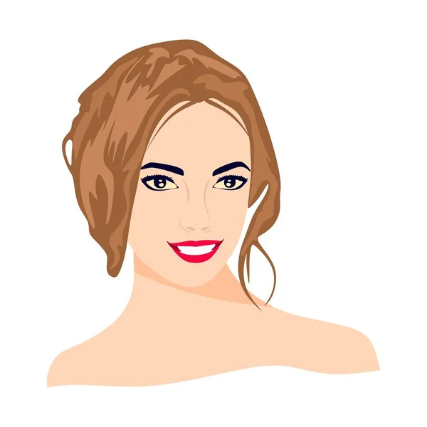 Face Young Woman Cheerful Girl Vector Illustration Smiling Woman Isolated — Vettoriale Stock