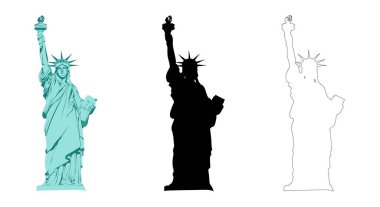 Vector illustration of the Statue of Liberty in New York. Symbol, emblem, label, logo design.