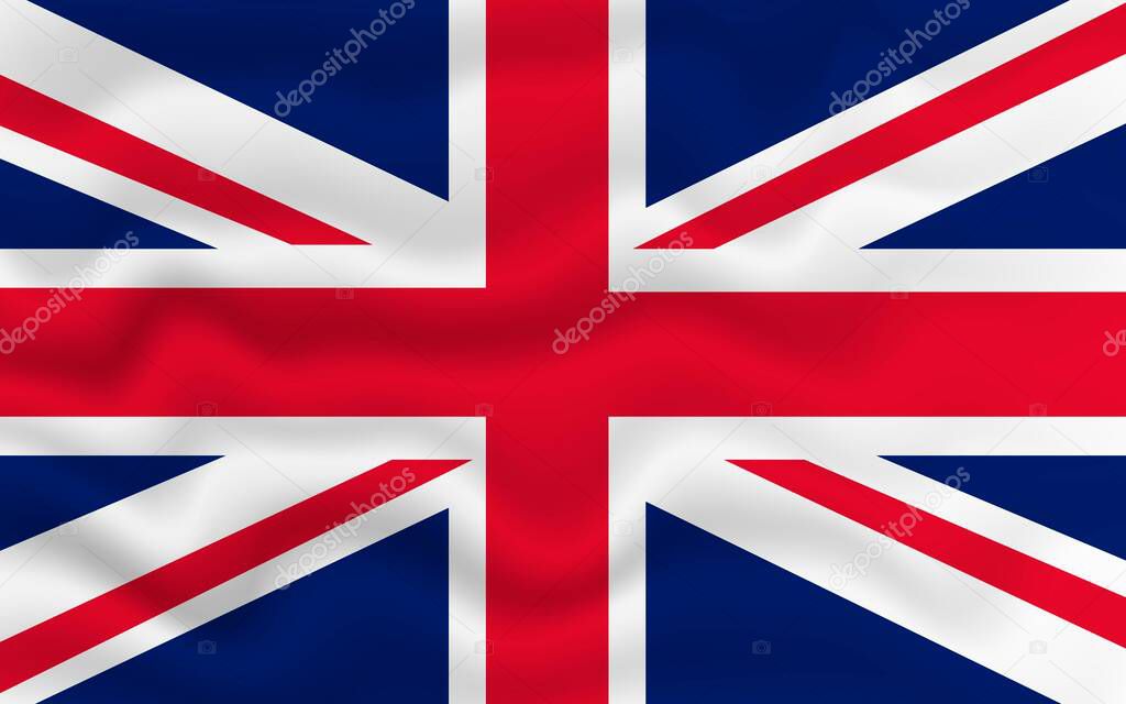 Wavy flag of United Kingdom. 3d illustration.