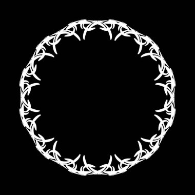 White Ornamental frame for your design. Circular frame decoration symbol on black background. vector