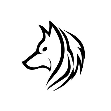 wolf logo template with hand drawn illustration  