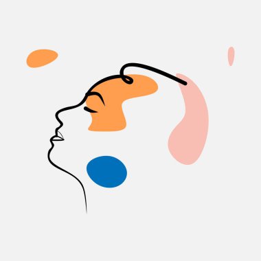 Woman portrait vector design and illustration template in minimalistic linear style