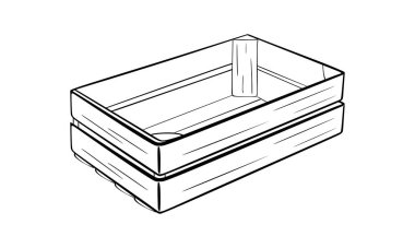 Wooden box in a linear style. Wooden handmade box isolated. Wooden box illustration vector.