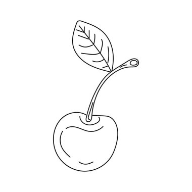 cherry fruit icon over white background, line style, vector illustration