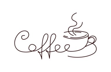 Beyaz arka planda izole edilmiş doğrusal minimal kahve logosu tasarımı. vektör