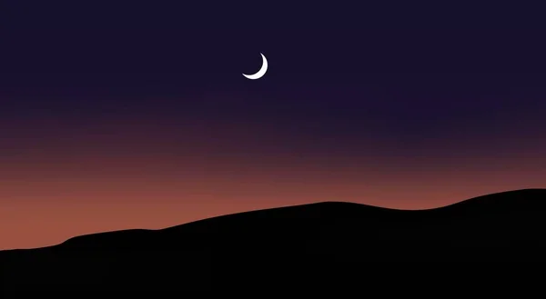 Lune Dans Ciel Nocturne Beau Paysage Nocturne — Image vectorielle