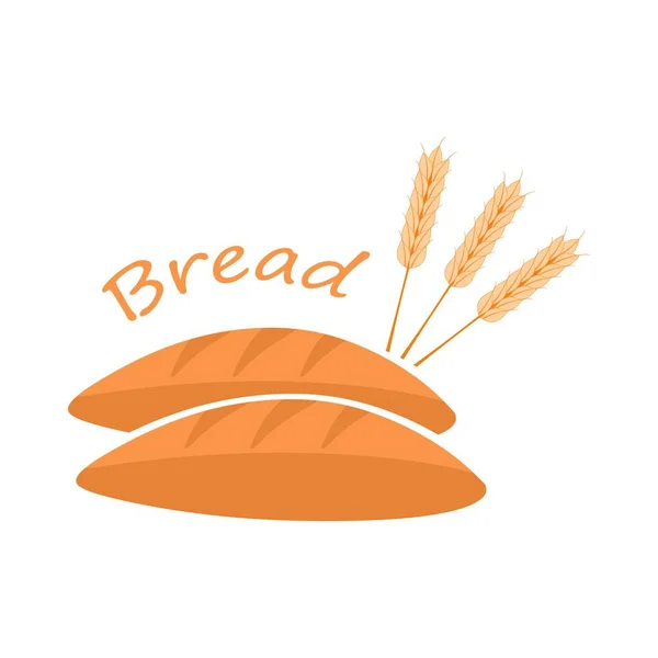Ψωμί Σιτάρι Επίπεδη Εικόνα Στυλ Που Απομονώνονται Λευκό Φόντο — Διανυσματικό Αρχείο
