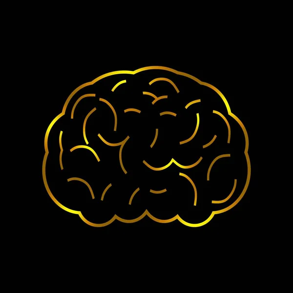 Ícone Cérebro Humano Dourado — Vetor de Stock