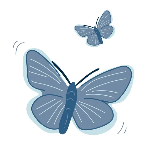Flying Butterflies Flat Style Illustration Blue Butterflies Isolated Ehite Background Royalty Free Stock Illustrations