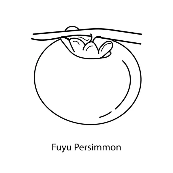 Illustrazione Vettoriale Icona Fuyu Persimmon Grafiche Vettoriali