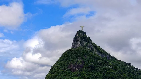 Kristus Vykupitel Cristo Redentor Vrcholu Hory Corcovado Pamětihodnosti Rio Janeiro — Stock fotografie