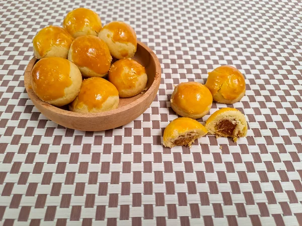 Indonesisches Tortengebäck Mit Ananas Marmelade Füllung Oder Nastar Auf Einer — Stockfoto
