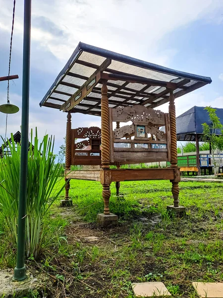 Maison Bois Javanais Ancienne Cabane Gazebo Traditionnel Lieu Repos Pour — Photo