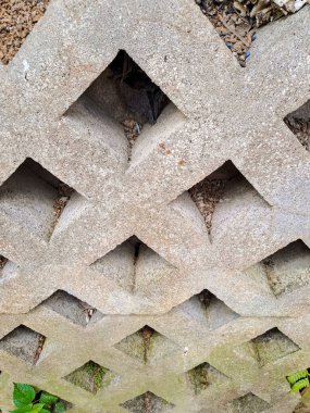 Çimen eko kaldırımı ya da beton kaldırım bloğunun yakın görüntüsü. Desen ve doku arkaplanı