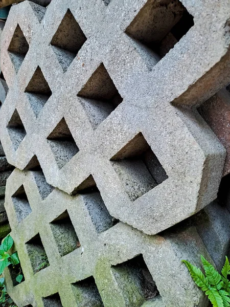 Çimen eko kaldırımı ya da beton kaldırım bloğunun yakın görüntüsü. Desen ve doku arkaplanı