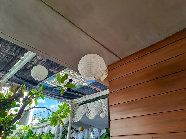 Lanterne Ronde Papier Comme Décoration Salle Plafond — Photo