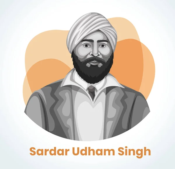 Estoque Vetor Ilustração Liberdade Lutador Sardar Udham Singh Pós Design — Vetor de Stock