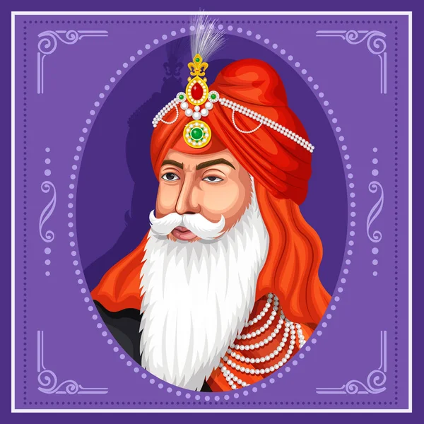 Projeto Cartaz Maharaja Ranjit Singh Primeiro Imperador Império Sique —  Vetores de Stock