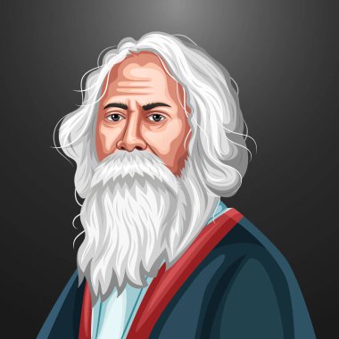 Bengal 'li şair ve sosyalist Rabindranath Tagore' un Vektör İllüstrasyonu